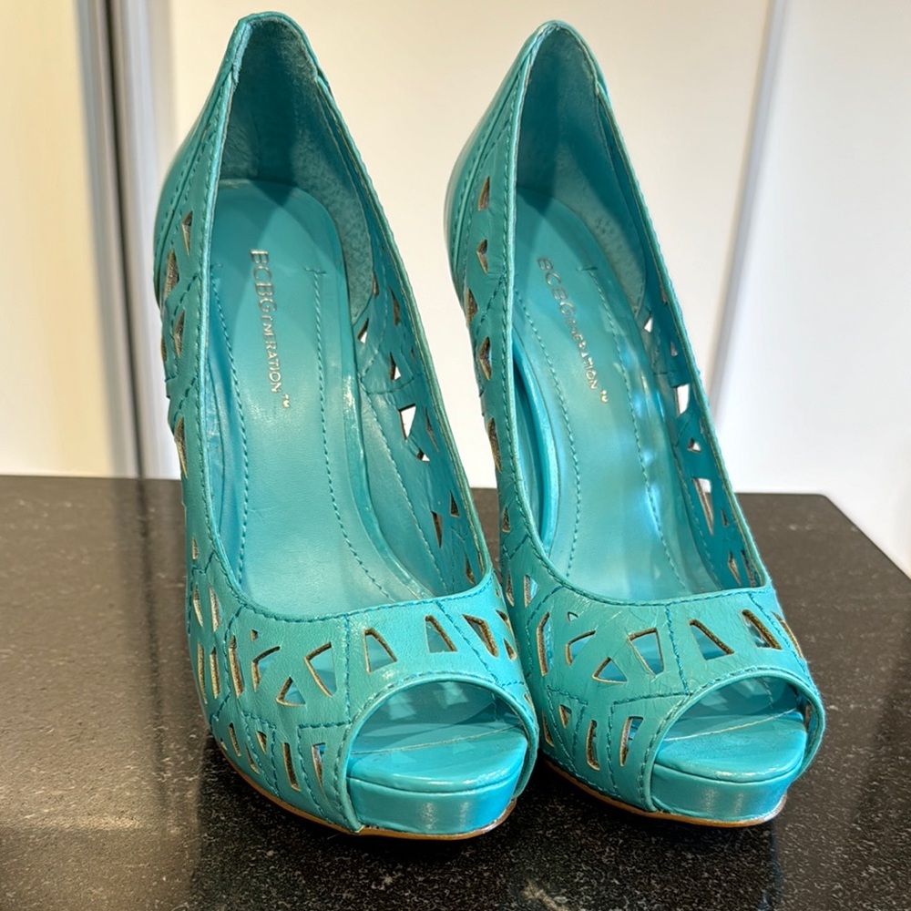Bcbgeneration Blue Peep Toe Heels - image 2